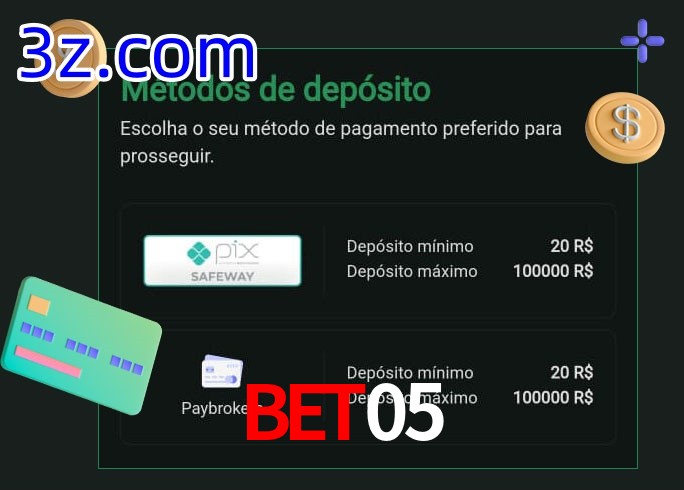 O cassino Bet05 oferece uma grande variedade de métodos de pagamento
